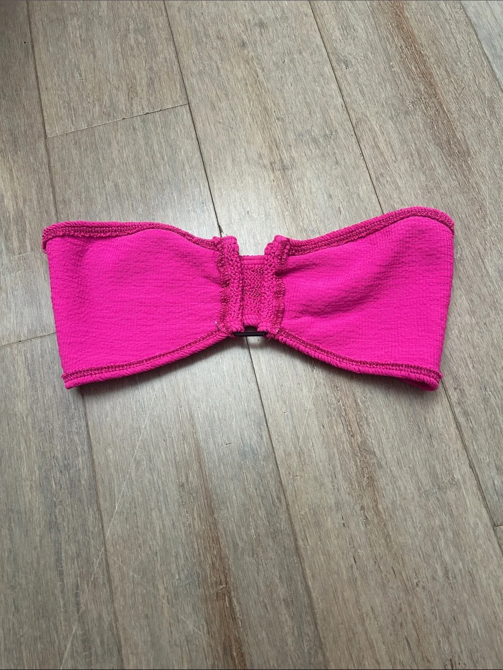 bond-eye Hot Pink Textured Bandeau Bikini Top